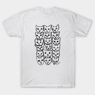 Cats Stacked (black version) T-Shirt